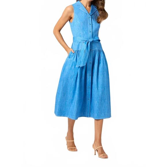 NEW SHOSHANNA ezra dress in chambray melange